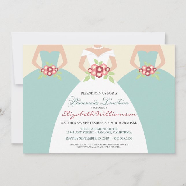 Invitación Novias y damas de honor Noche Luncheon (costa) (Anverso)