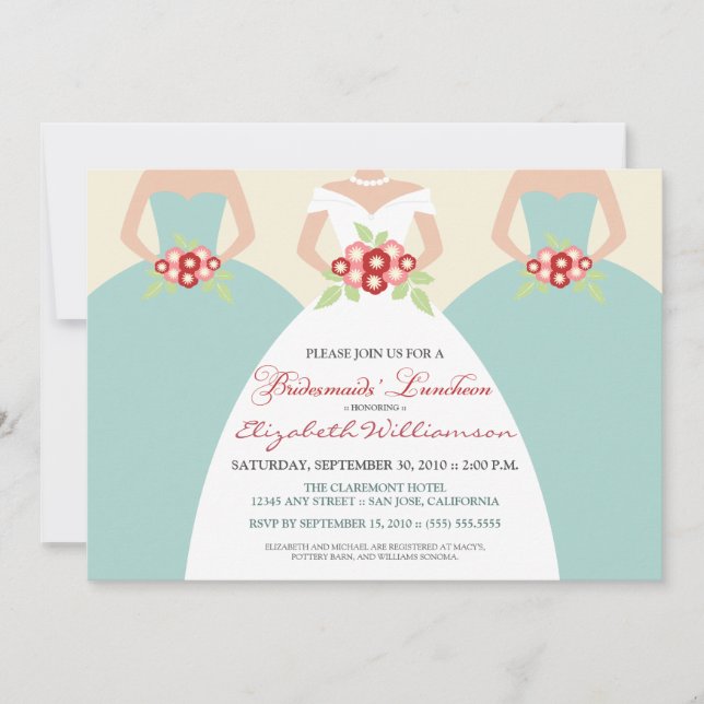 Invitación Novias y damas de honor Noche Luncheon (costa) (Anverso)