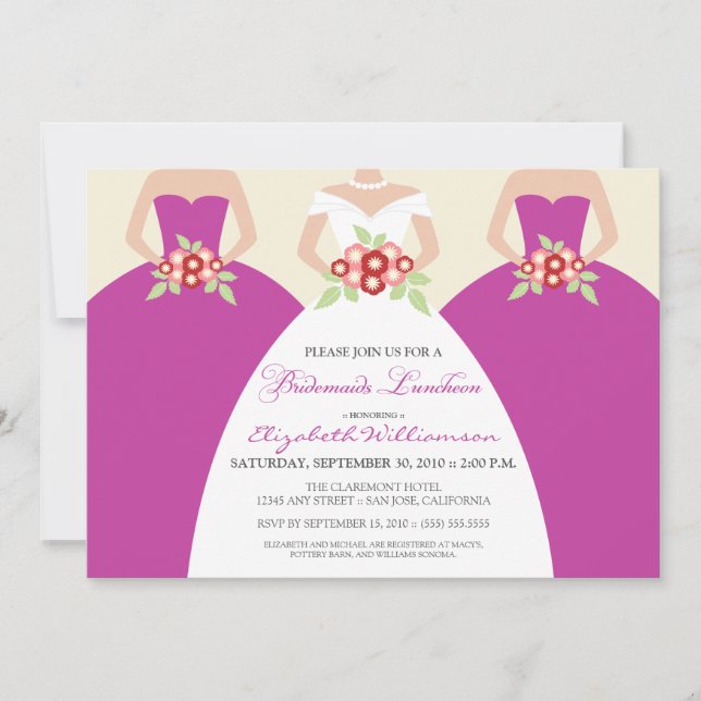 Invitación Novias y damas de honor Nocheon (fucsia) (Anverso)