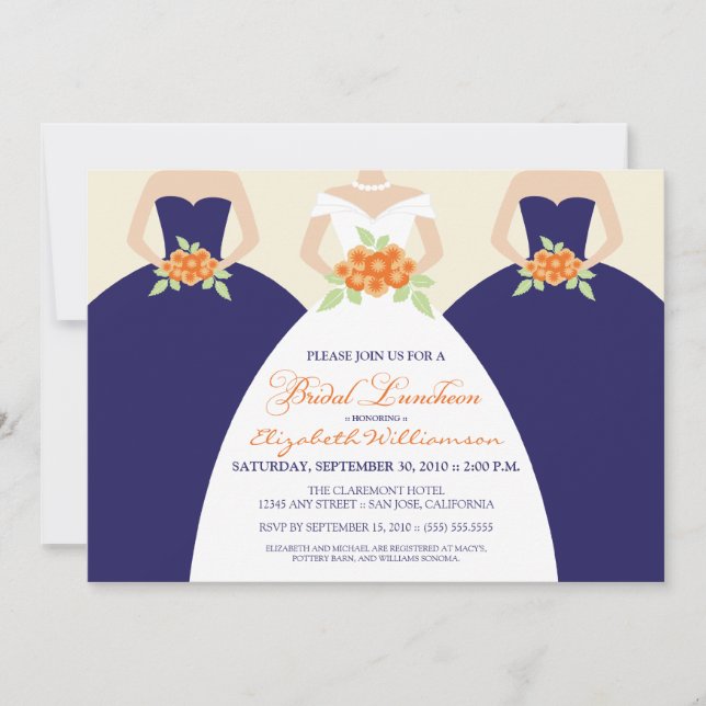 Invitación Novias y damas de honor Nocheon Invite (marina) (Anverso)