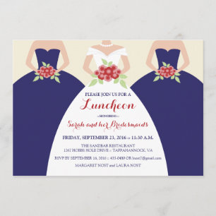 Invitación Novias y damas de honor Nocheon Invite (marina)