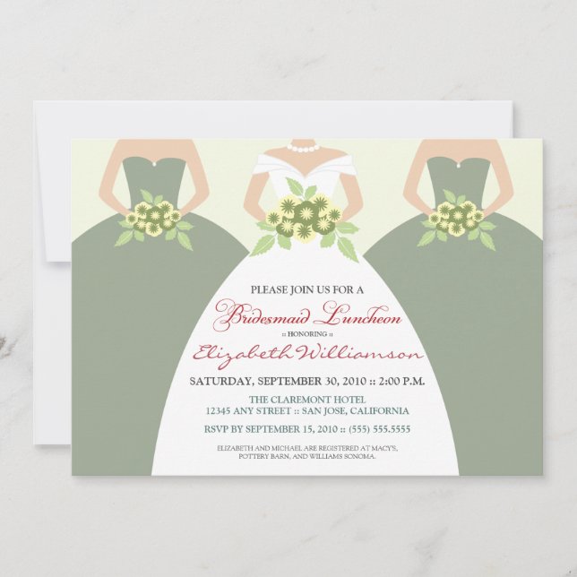 Invitación Novias y damas de honor Nocheon (verde sabio) (Anverso)