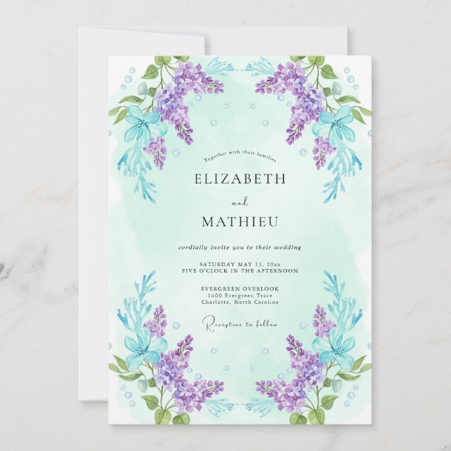 Invitación Noviazgo de Flor de Lila Boda (Anverso)