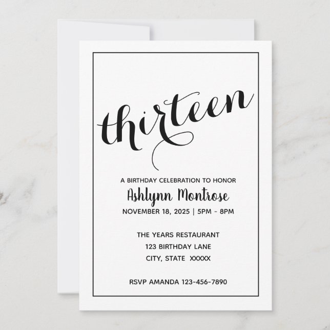 Invitación Noviembre 13 minimalista (Anverso)