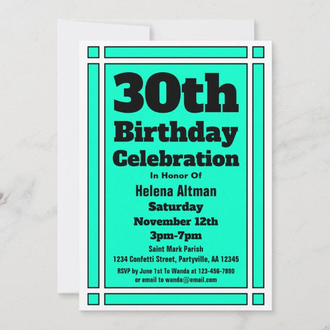 Invitación Noviembre 30 verde azulado (Anverso)