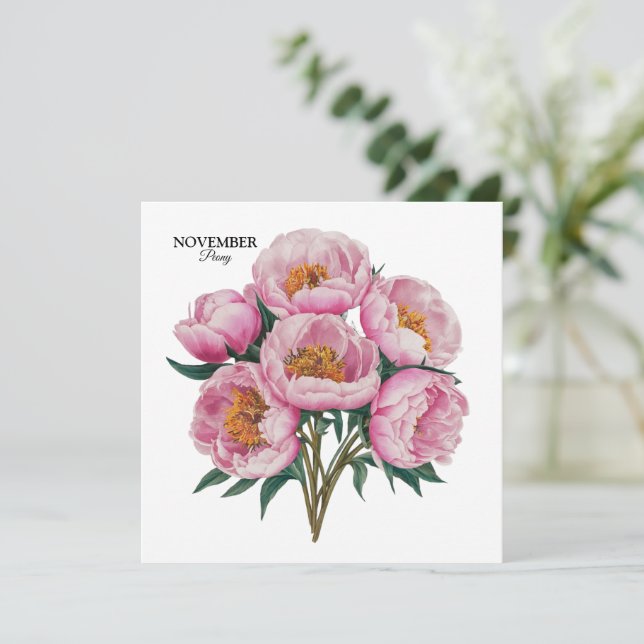 Invitación Noviembre Bloom Peony - Regalo de cumpleaños perso (Anverso de pie)