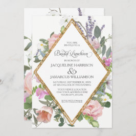 Invitación Noviembre Rosa Dorado Floral Elegante Romántico