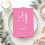 Invitación Novio cumpleaños 21 del Rosa Minimalista moderno<br><div class="desc">Moderna invitación minimalista de 21 años con un diseño sencillo con tipografía de moda y escritura elegante.</div>