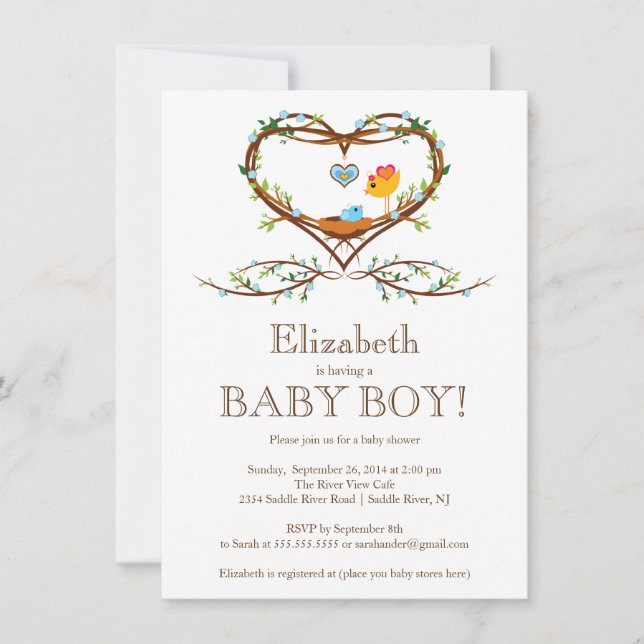 Invitación Novio de corazón moderno Boys Baby Shower (Anverso)