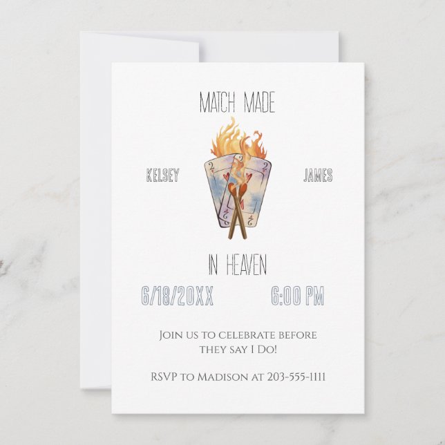 Invitación Novio de Match Made in Heaven Party (Anverso)