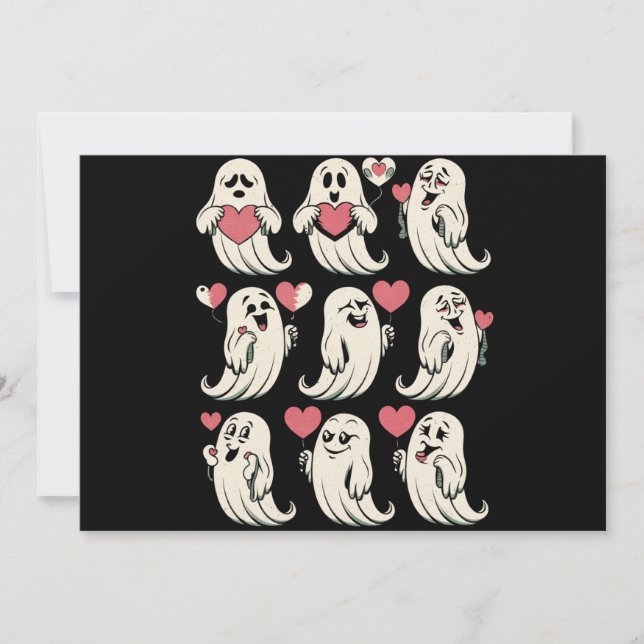 Invitación Novio Fantasma Lindo Corazón Día de San Valentín D (Anverso)