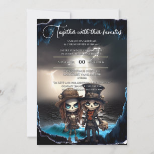 Invitación Novio gótico de playa tema día muerto