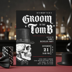 Invitación Novio hacia la tumba. Despedida de soltero con cal