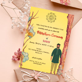 Invitación Novio hindú del sur de la India Ceremonia Pellikut