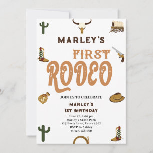 Invitación Novio occidental niño bebé primer cumpleaños Rodeo