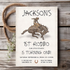 Invitación Novio Oeste de Rodeo Primer cumpleaños Bronco Buck