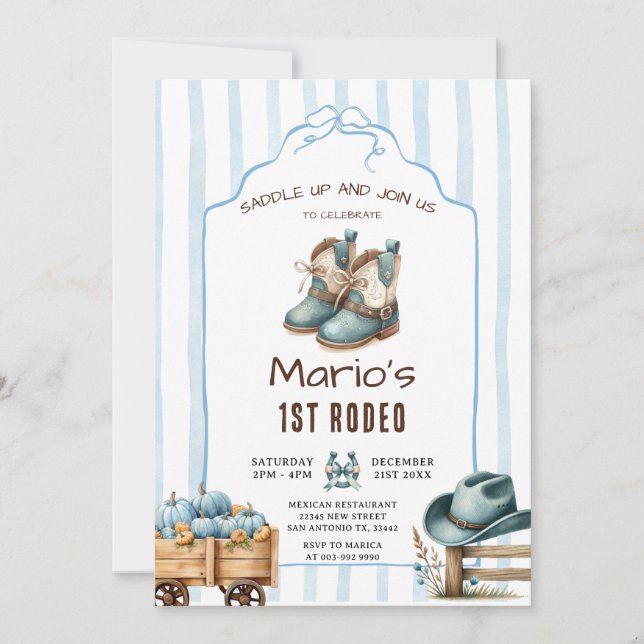 Invitación Novio primer cumpleaños de calabaza de rodeo (Anverso)