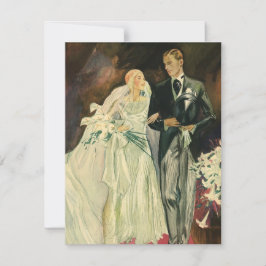Invitación Novios de Boda Vintage Art Deco Recién Casados