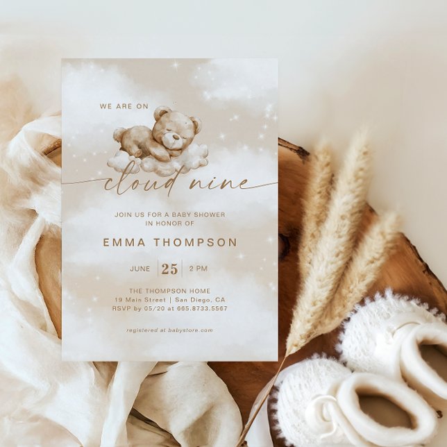 Invitación Nube 9 Cumpleaños Bebé Beige Boho Neutral Género (Subido por el creador)
