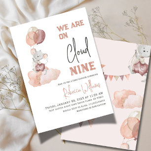 Invitación Nube 9 Globo Beige Género Baby Shower Neutral