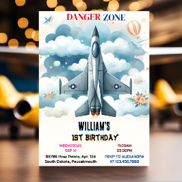Invitación Nube 9 Vuelos Cute Sky Joy Airplane 1º cumpleaños
