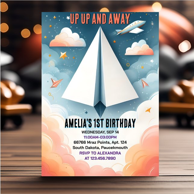 Invitación Nube 9 Vuelos Niños Sky Joy Airplane 1º cumpleaños (Subido por el creador)