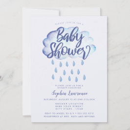 Invitación Nube azul y Baby Shower lluvias