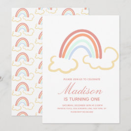 Invitación Nube de Arcoíris Garabato de Cualquier Edad Colori