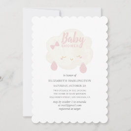 Invitación Nube de chica rosa. Graciosa lluvia de bebé ruidos