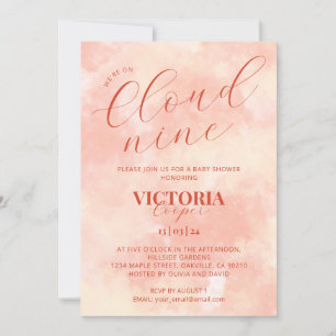 Invitación Nube de color Pastel Nueve Baby Shower