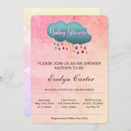 INVITACIÓN NUBE DE DUCHA DE ARCO IRIS/BABY SHOWER