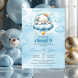 Invitación Nube de moda nueve oso de peluche Boy Baby Shower
