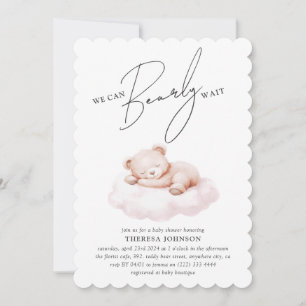 Invitación Nube de osito de peluche apenas espera Chica Baby 