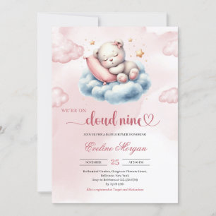 Invitación Nube de oso de peluche durmiente nueve chicas de d