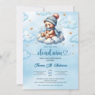 Invitación Nube de oso de peluche lindo de invierno nueve Boy