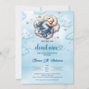 Invitación Nube de oso teddy nueve Boy Baby Shower