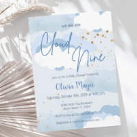 Nube de Ski Azul Nueve Boy Watercolor Baby Shower