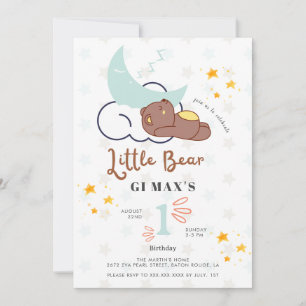 Invitación Nube Dreamy de Oso Pequeño y Bebé Estrella Primer