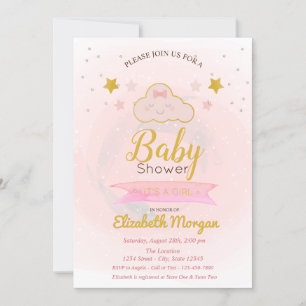 Invitación Nube Linda, Estrellas Es una Ducha de Bebé para Ni