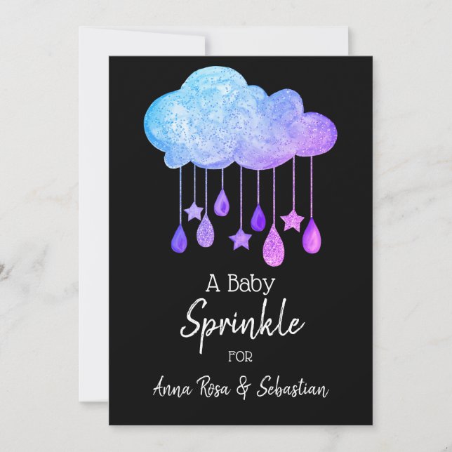 Invitación *~* Nube Lluvia Cae Las Estrellas Espolvorea Ducha (Anverso)