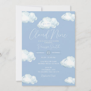 Invitación Nube Nueve Baby Shower Azul Nube