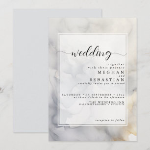 Invitación Nube suave elegante de oro gris y pálido