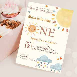 Invitación Nube Sunshine Uno En El Sol Primer Cumpleaños
