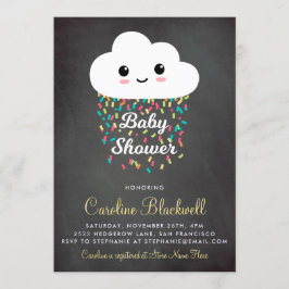 Invitación Nube y Confetti | Chalkboard Baby Shower