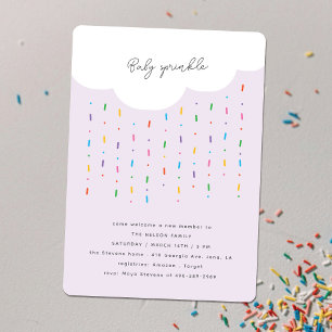 Invitación Nube y Lluvia de Chocolate Morado Baby Sprinkle
