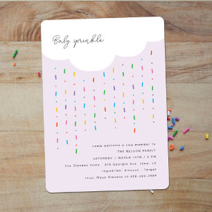 Invitación Nube y Lluvia de Dulces Sprinkles Morado Baby Spri