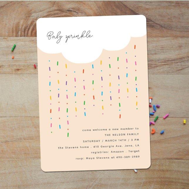 Invitación Nube y Sprinkles de Durazno Baby Sprinkle (Subido por el creador)