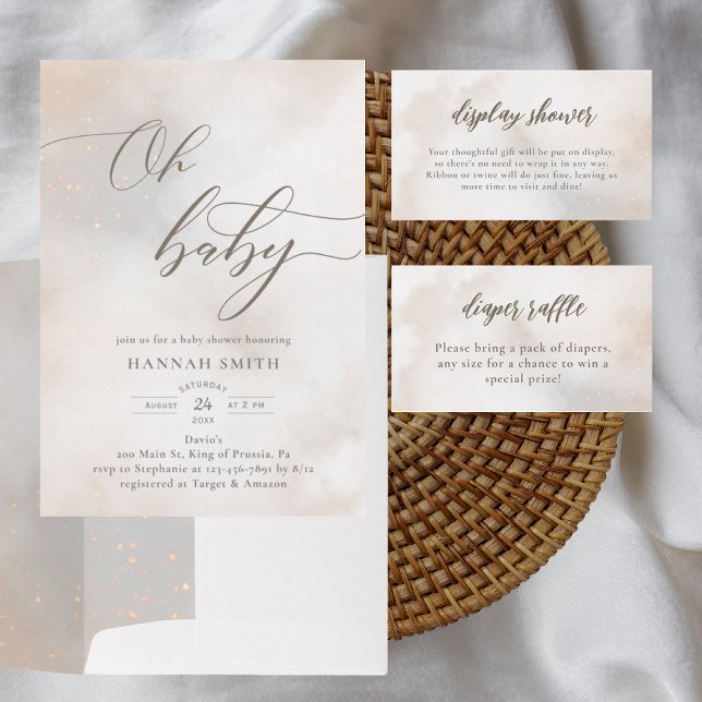 Invitación Nubes acuarelas Oh Baby Shower (Subido por el creador)