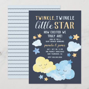 Invitación Nubes acuáticas Twinkle Little Star Baby Shower