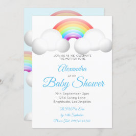 Invitación Nubes arcoiris coloridas de Baby Shower